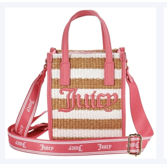 Juicy Couture Stripe Straw Mini Tote NWT - Picture 4 of 14